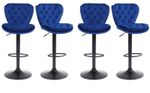 4 X BLUE Velvet Bar stools , set of 4,  Matt Black Metal