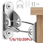 1-10 Sets Furniture Straps Anchors Anti Tip Kit Steel Wall Anchor Protector UK