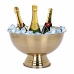 Large Gold Ribbed Party Punch Bowl Champagne Wine Beer Cool Ice Bucket Bowl