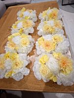 Artificial White & Pale Yellow Mixed Flower Bundle, Fabric Blooms