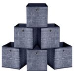 HEFTMAN Collapsible Storage Box Drawer Fabric Cube Organiser Basket Blue 6x