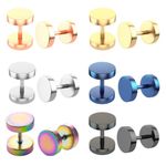 Pair Stainless Steel Mens Womens Stud Earrings Ear Piercing Plugs Tunnel Punk 