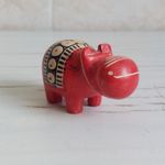 Red Soapstone Hippo Hand Carved Hand Painted House Hippo H 5cm Animal Figurine