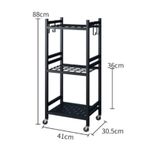 Garden Tool Rack with Wheels Space Saving Utility Cart with Hooks Powder Coated