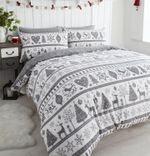 Noel Duvet Cover Nordic Scandi Christmas Quilt Bedding Set King Silver Grey