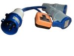 32 amp 3 pin male plug to 2 x 16 amp and a 13 amp socket