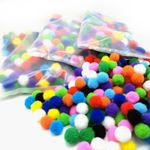 Craft Pom Poms 25mm Single or Assorted Colour Pompoms in Packs of 50-200