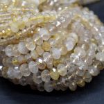 Gold Rutilated Quartz FACETED Disc Beads, 4mm 6mm 8mm, 15", for Jewellery Making