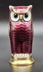 'Purple Owl' Salt Shaker David Andersen Norway Sterling Silver Gilt & Enamel