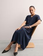 M&S - Jaeger Womens Viscose A line Midi Dress in Navy