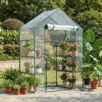 Walk-In Garden Greenhouse PVC Cover 4 Shelves Reinforced Frame Plant Grow Tent