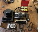 VINTAGE CANON FL CAMERA WITH 50MM f/1.8 LENS,CARRY CASE AND EXTRAS..