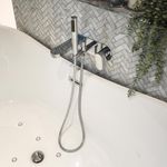 Wall Mounted Bath Mixer Tap with Shower Head & Hose Chrome Coated Brassware