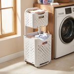 Mobile Laundry Basket Dirty Washing Clothes Storage Folding Bin Hamper on Wheels