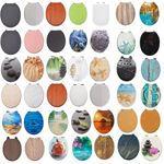 18" UNIVERSAL BATHROOM MDF WC TOILET SEAT NOVELTY EASY FIT +FITTINGS WOODEN W/C