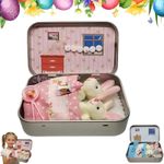 2 Bunnies in Tin Box Easter Pocket Bunny Hug Plush Toys Ornament Boys Girls Gift