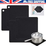 4X Non-slip Heat Resistant Silicone Kitchen Trivet mat Pan Hot Pot Holder Set UK