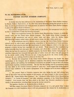 1902 United States Rubber Co. Stockholders Directors Support Letter & Article NY