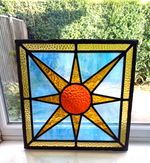 1920s/30s sunburst stained glass window panel
