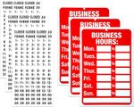 Open Closed Sign Set with Boards and Stickers for Retail Hours