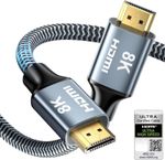 Braided HDMI 2.1 TV Cable Lead HDR 8K 60Hz 4K 120Hz 48Gbps eARC 0.5m/1m/2m/3m uk
