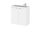Alrewas Contemporary 2 Door Wall Hung Vanity Unit with Basin, Gloss White, 500mm