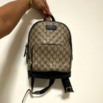 Gucci GG Monogram Mini Backpack Beige/Black Gold Bee Print Leather