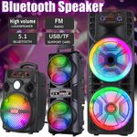 9000W Portable Bluetooth Speaker Sub woofer Heavy Bass Sound System Party & Mic