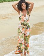 FIGLEAVES BALI PALM WIDE LEG JUMPSUIT 755453. Beachwear