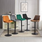 1/2x Swivel Bar Chairs Velvet/Suede Bar Stools Adjustable Chair with Backrest