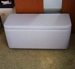 White Fabric Upholstered Rectangular Storage Ottoman Bench with Lift-Up Lid