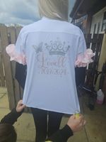 Personalised school leavers shirts Glitter dates and ruffles Bows 