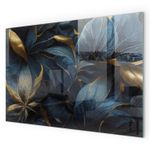 Tempered Glass Hearth Plate Mat Elegant Leaves In Texture Square Rectangular