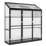 6 x 1.5ft Polycarbonate Greenhouse Quick Setup Lean to Green House with 3 Black