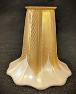 ANTIQUE QUEZAL SIGNED SHADE PULLED FEATHER AURENE IRIDESCENT