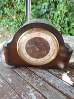 Smiths Enfield Mantel mechanical Clock with Key and Chime Oak 1950s  8 day