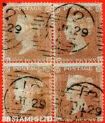 SG. 18. C1 (2). " DB DC EB EC ". 1d Yellow Brown. Plate 175. A fine " 29t B73802