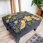 Footstool pouffe Stool Genuine Morris & Co Blue Strawberry Thief UK made