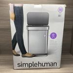 simplehuman Rectangular Step Can Bin 55L in Brushed Stainless Steel with Grey