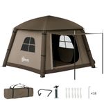Inflatable Camping Tent, Easy Setup 2 Man Tent, Khaki