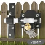 70mm Heavy Duty Gate Lock - Double Sided Long Bolt & 5 Keys for Garden Security