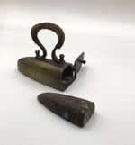 Antique Sad Iron With Metal Insert Brass VGC Decorative With Patina Rare HTF