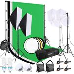 FGen Softbox Lighting Kit,2.6m x 3m Background Support System with Sandbag