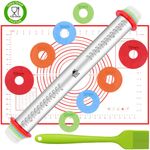 DSL Stainless Steel Adjustable Rolling Pin Thickness Ring Non Stick French Style