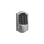 BE469ZP CAM 619 Connect Smart Deadbolt with alarm with Camelot Trim in Satin ...