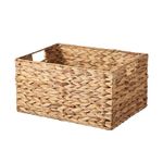 Water Hyacinth Wicker Storage Basket with Handles Woven Hamper Home Organiser