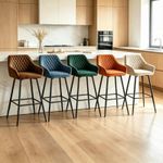 1/2 Pcs Breakfast Bar Stools with Arms Padded Chairs for Kitchen Pub Restaurant