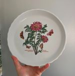 Portmeirion Botanic Garden 10.5 " Fluted Flan Dish - Flowered Chrysanthemum -NEW