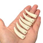Resin Horn Tooth shaped beads length 40mm  hole 2mm. Cream coloured pack of 20
