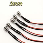 3mm Pre-Wired LEDs With Metal Holders 6mm Panel Mount 3V 6V 9V 12V 24V 36V~220V